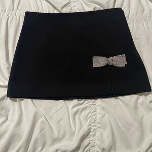 Zara Black Mini Skirt with Silver Bow